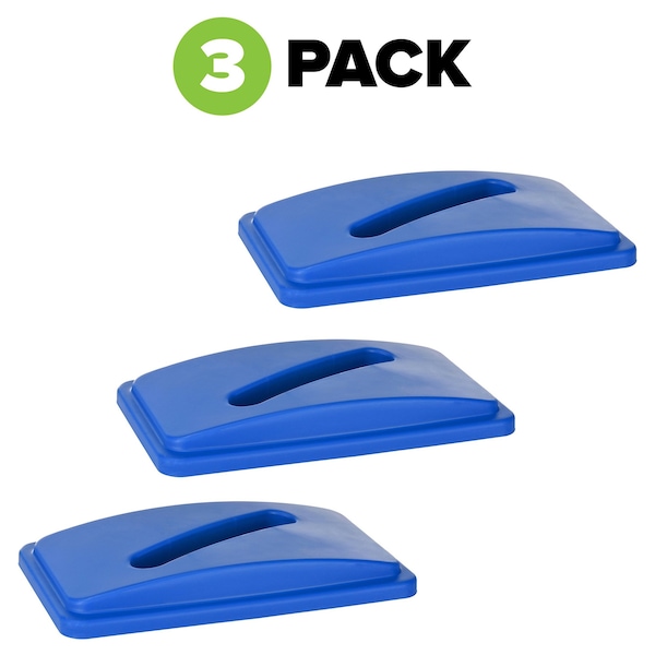 Alpine Industries Blue Recycling Slim Trash Can Paper Recycling Lid, PK3 ALP478-4-BLU-3pk - main